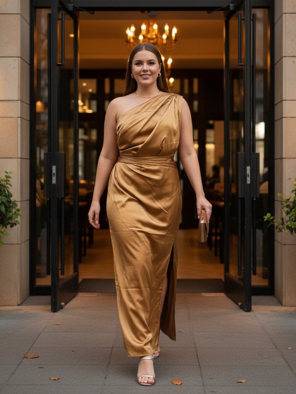 Petal & Pup Nadia One Shoulder Maxi Dress Brown 16 NWT As-Is Formal